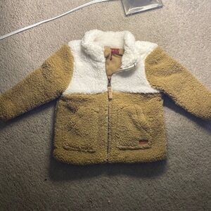 7 For All Mankind Kids Sherpa Jacket in White and Tan